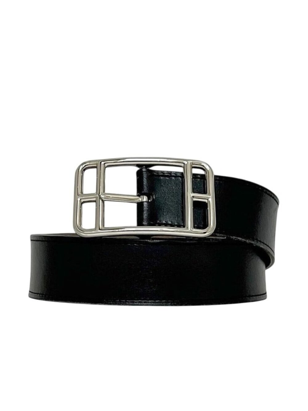 Hermes Belt Black Brown Cape Cod Waist 89 30 Box Calf Taurillon Clemence Leather